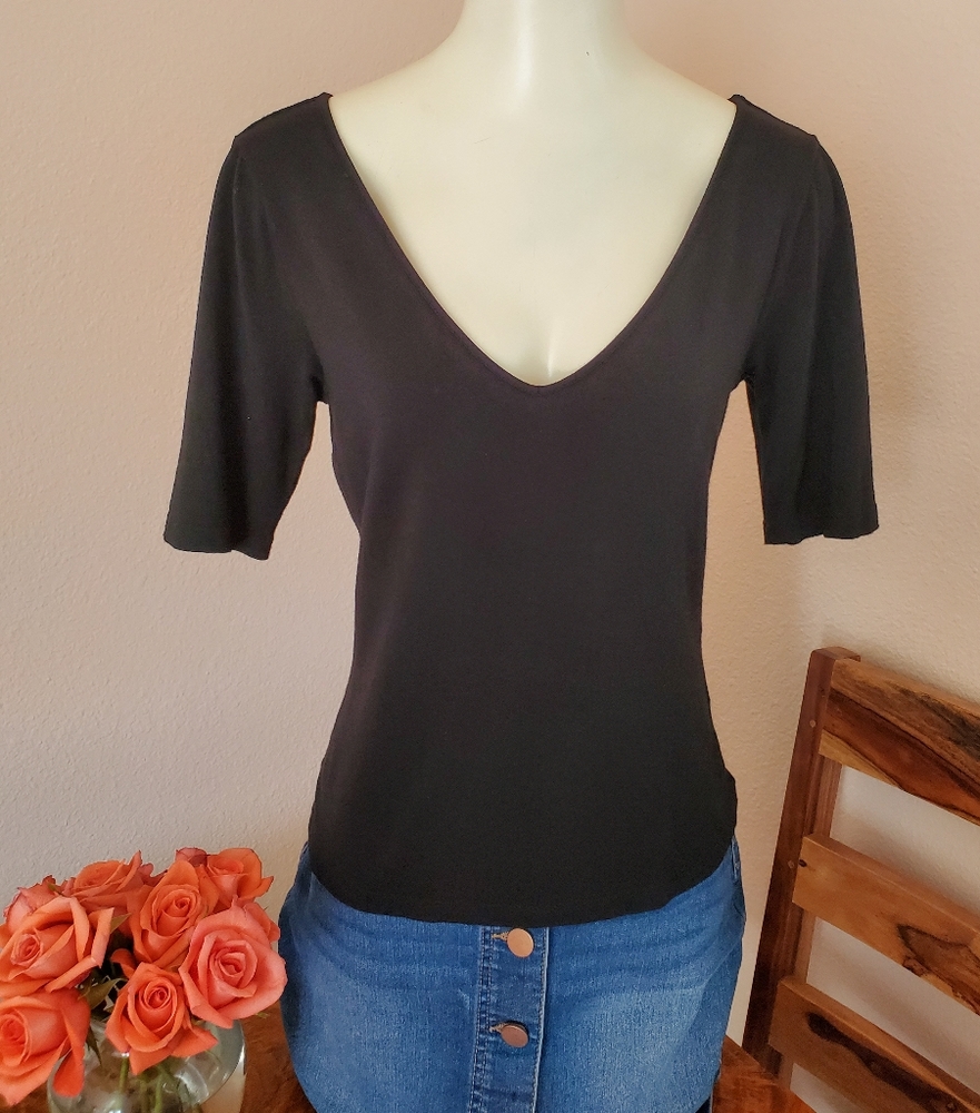 Lauren Ralph Lauren Black Short Sleeve Top SzPM